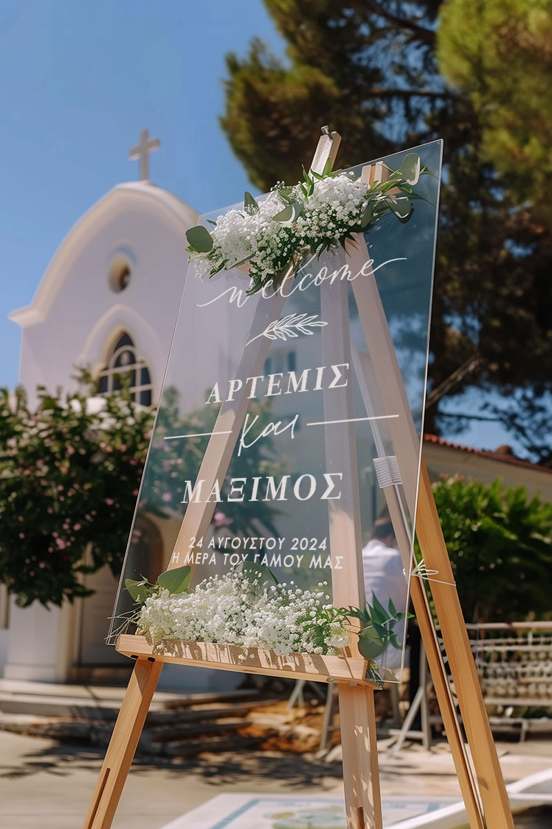 Επιγραφή Καλωσορίσματος Γάμου με Σχέδιο Our Day